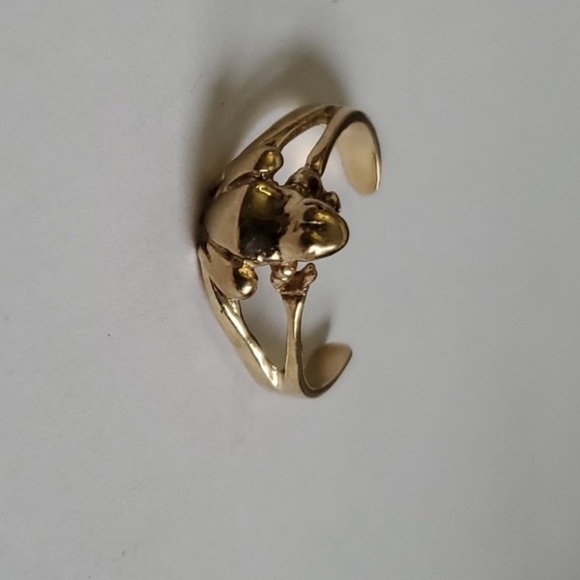 10K Gold Frog Mid Finger Ring or Toe Ring / Adjustable - Picture 6 of 8